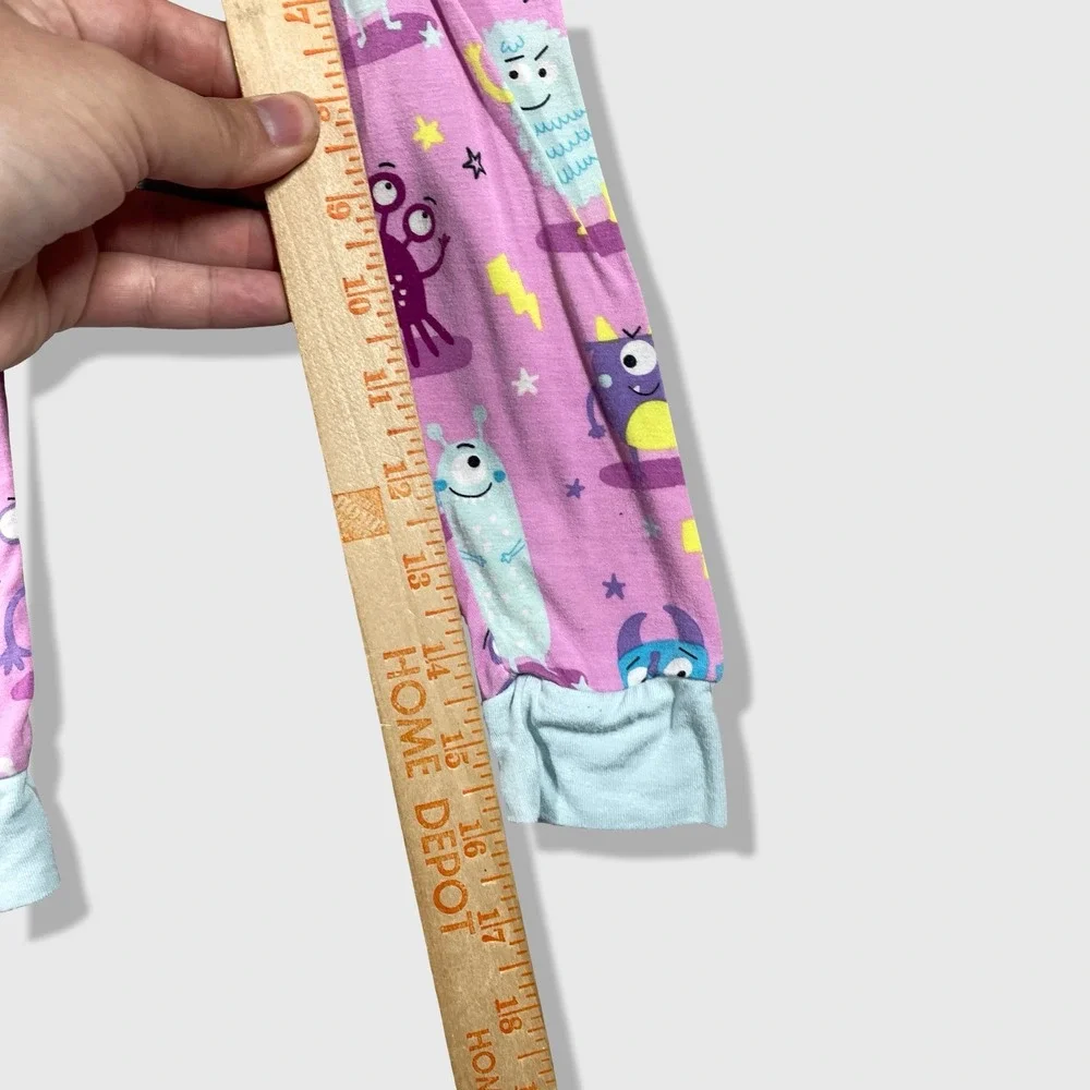 Little Sleepies Pajama Pants Kids 3T Pink Monster Bamboo Viscose Sleepwear